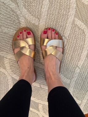 A New Day Metallic Gold Slide Sandals